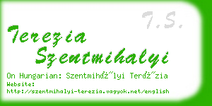 terezia szentmihalyi business card